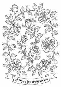 Floral Rose Design To Color 7