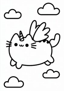 Flying Pusheen Unicorn Cat To Color 3
