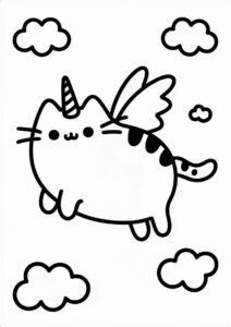 Flying Pusheen Unicorn Cat To Color 4