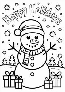 Happy Holidays Snowman To Color 1