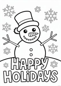 Happy Holidays Snowman To Color 2