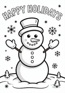 Happy Holidays Snowman To Color 3