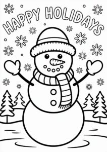 Happy Holidays Snowman To Color 4