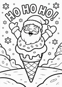 Happy Santa Claus In An Ice Cream Coloring Page Cone 8