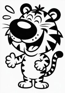 Happy Tiger With Big Nose Coloring Page 1