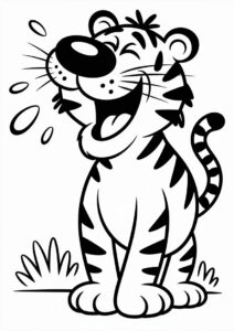 Happy Tiger With Big Nose Coloring Page 2