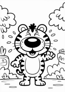 Happy Tiger With Big Nose Coloring Page 3