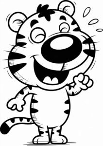 Happy Tiger With Big Nose Coloring Page 4