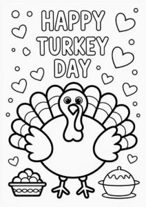 Happy Turkey Day With Cooked Turkey Coloring Sheet 3