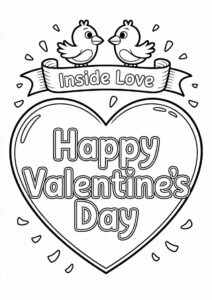 Happy Valentines Day Coloring Page Greeting Inside Love Heart 3