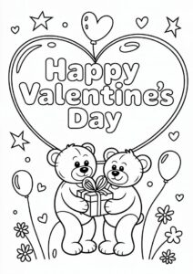 Happy Valentines Day Coloring Page Greeting Inside Love Heart 4