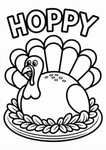Hoppy Fall With Freshly Cooked Turkey Coloring Sheet 1