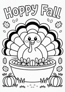 Hoppy Fall With Freshly Cooked Turkey Coloring Sheet 2