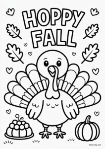 Hoppy Fall With Freshly Cooked Turkey Coloring Sheet 3