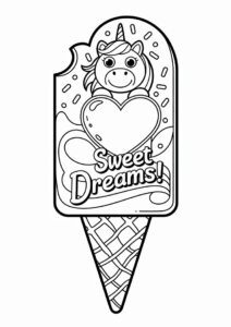 Ice Cream Coloring Page Of Chibi Unicorn Popsicle With Love Heart For Preschoolers 8