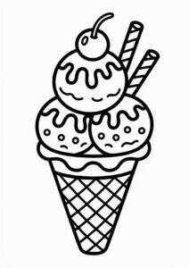Ice Cream Coloring Page Sundae With Cherry On Top 1