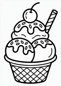 Ice Cream Coloring Page Sundae With Cherry On Top 2