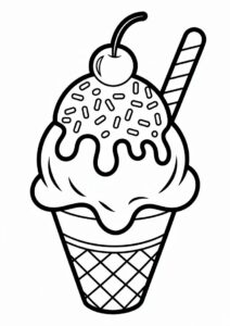 Ice Cream Coloring Page Sundae With Cherry On Top 3