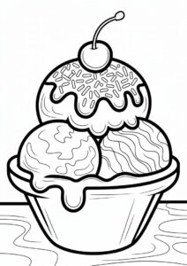 Ice Cream Coloring Page Sundae With Cherry On Top 4