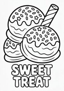 Ice Cream Coloring Page Swirl With Cinnamon Stick And Sprinkles 1