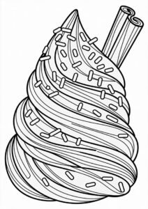Ice Cream Coloring Page Swirl With Cinnamon Stick And Sprinkles 3