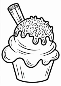 Ice Cream Coloring Page Swirl With Cinnamon Stick And Sprinkles 4
