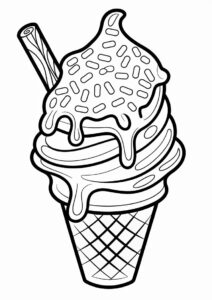 Ice Cream Coloring Page Swirl With Cinnamon Stick And Sprinkles 5