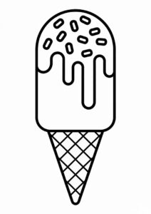 Ice Cream Coloring Page With Chocolate Coating 1