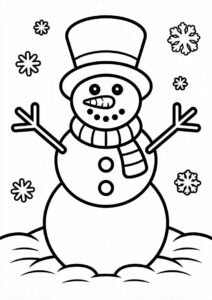 Jolly Looking Snowman To Color 1
