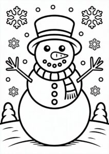 Jolly Looking Snowman To Color 2