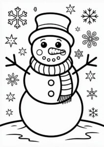 Jolly Looking Snowman To Color 3