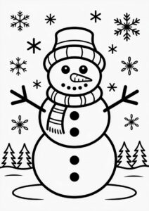 Jolly Looking Snowman To Color 4
