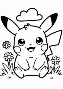 Kawaii Baby Pikachu Coloring In For Preschoolers 2