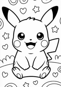 Kawaii Baby Pikachu Coloring In For Preschoolers 3