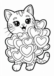 Kawaii Cat Carrying Tons Of Love Hearts 2