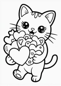 Kawaii Cat Carrying Tons Of Love Hearts 3