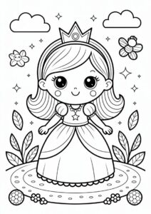 Kawaii Little Princess Coloring Page For Preschoolers 2