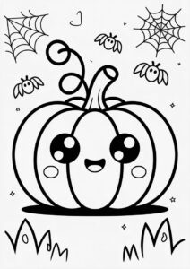 Kawaii Pumpkin Coloring Page For Preschoolers 1