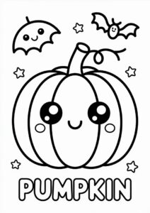 Kawaii Pumpkin Coloring Page For Preschoolers 2