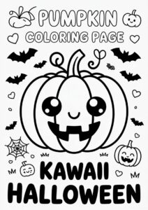 Kawaii Pumpkin Coloring Page For Preschoolers 3
