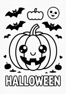 Kawaii Pumpkin Coloring Page For Preschoolers 4