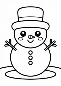 Kawaii Themed Cute Snowman To Color 2