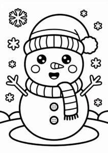 Kawaii Themed Cute Snowman To Color 4