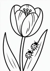 Kids Coloring Sheet Of Tulips 1
