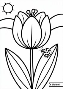 Kids Coloring Sheet Of Tulips 2