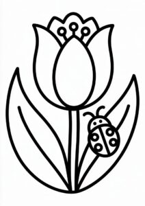 Kids Coloring Sheet Of Tulips 3