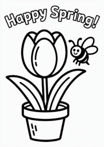 Kids Coloring Sheet Of Tulips 4