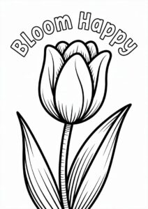 Kids Coloring Sheet Of Tulips 7