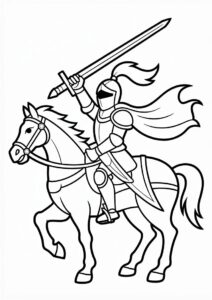 Knight On Horse Carrying A Lance Coloring Sheet 2