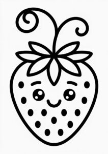 Large Cute Strawberry Coloring Page On A Vine 1